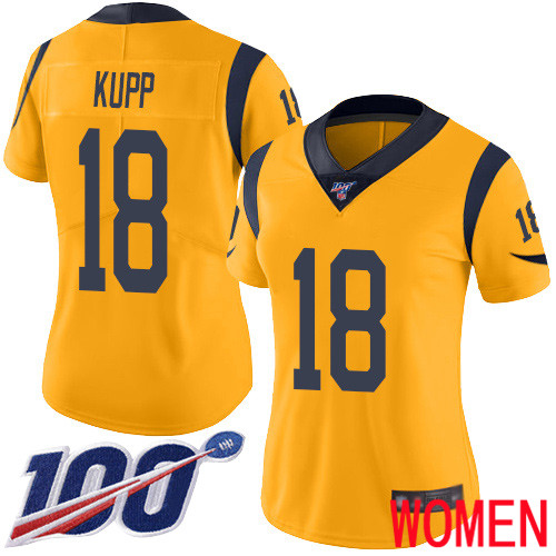 Los Angeles Rams Limited Gold Women Cooper Kupp Jersey NFL Football #18 100th Season Rush Vapor Untouchable